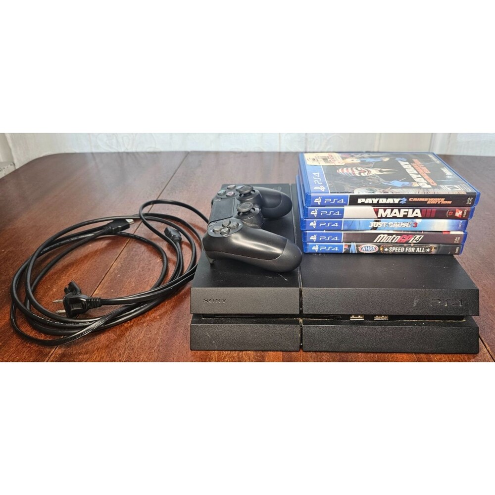 Sony PS4 PlayStation CUH-1215A Console Bundle W/Controller & 5 Games TESTED